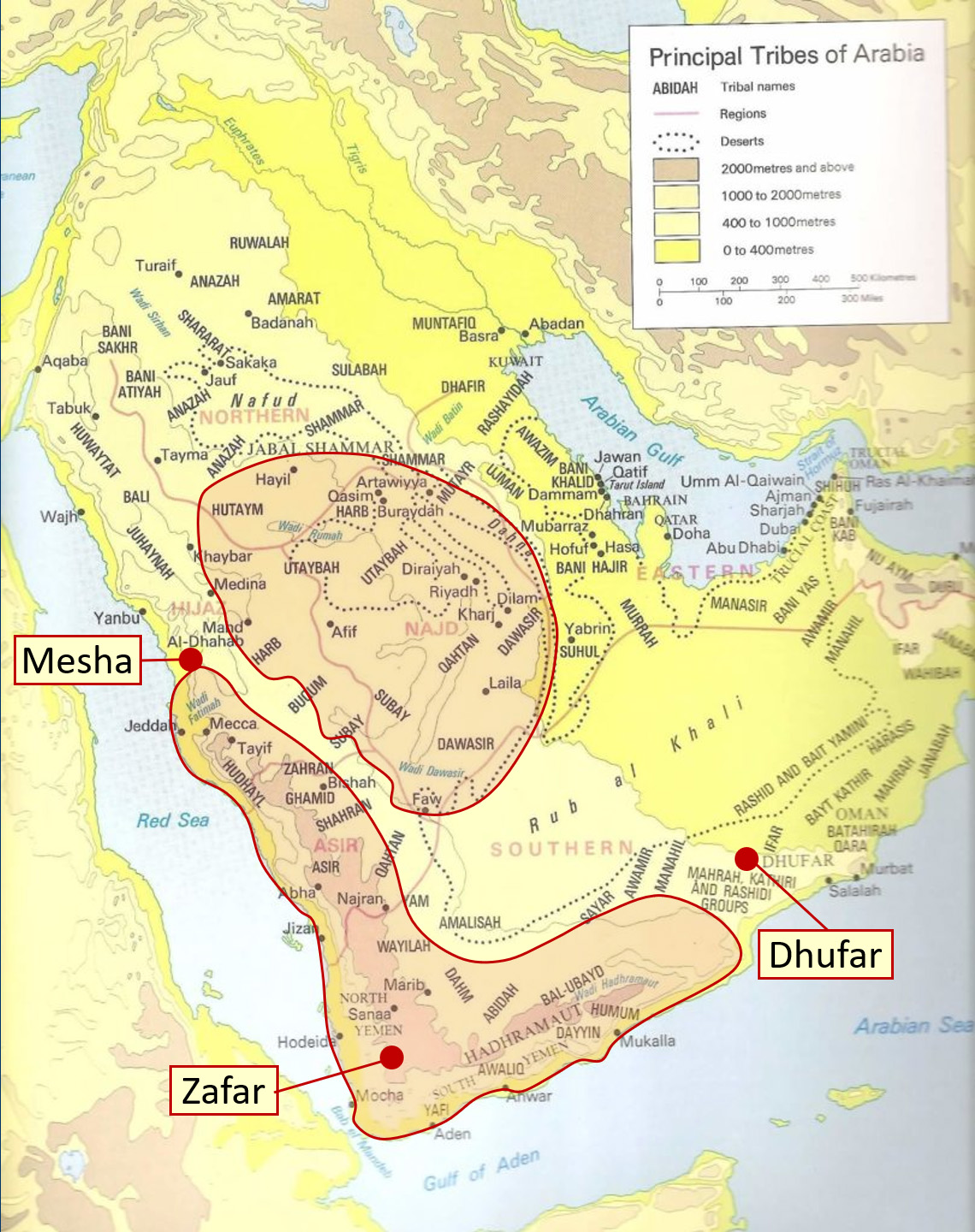 Map of Joktan Tribes