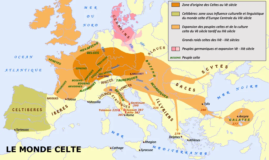 Map showing the migration of the Celts from ancient Cimmerians